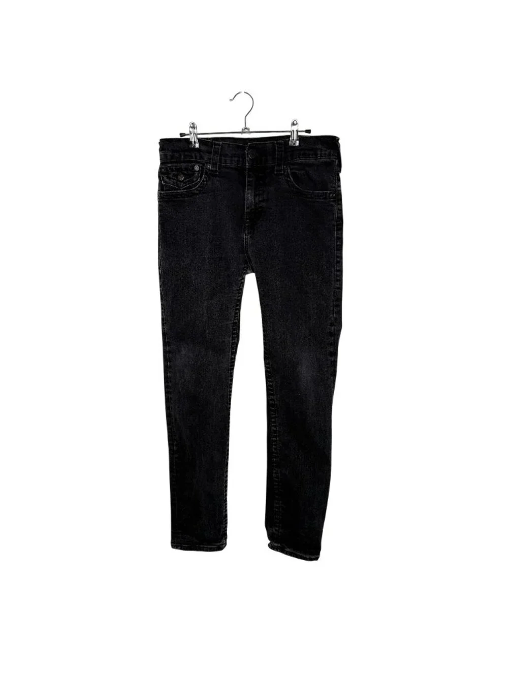 True Religion Black Rocco Back Flap Jeans, 32